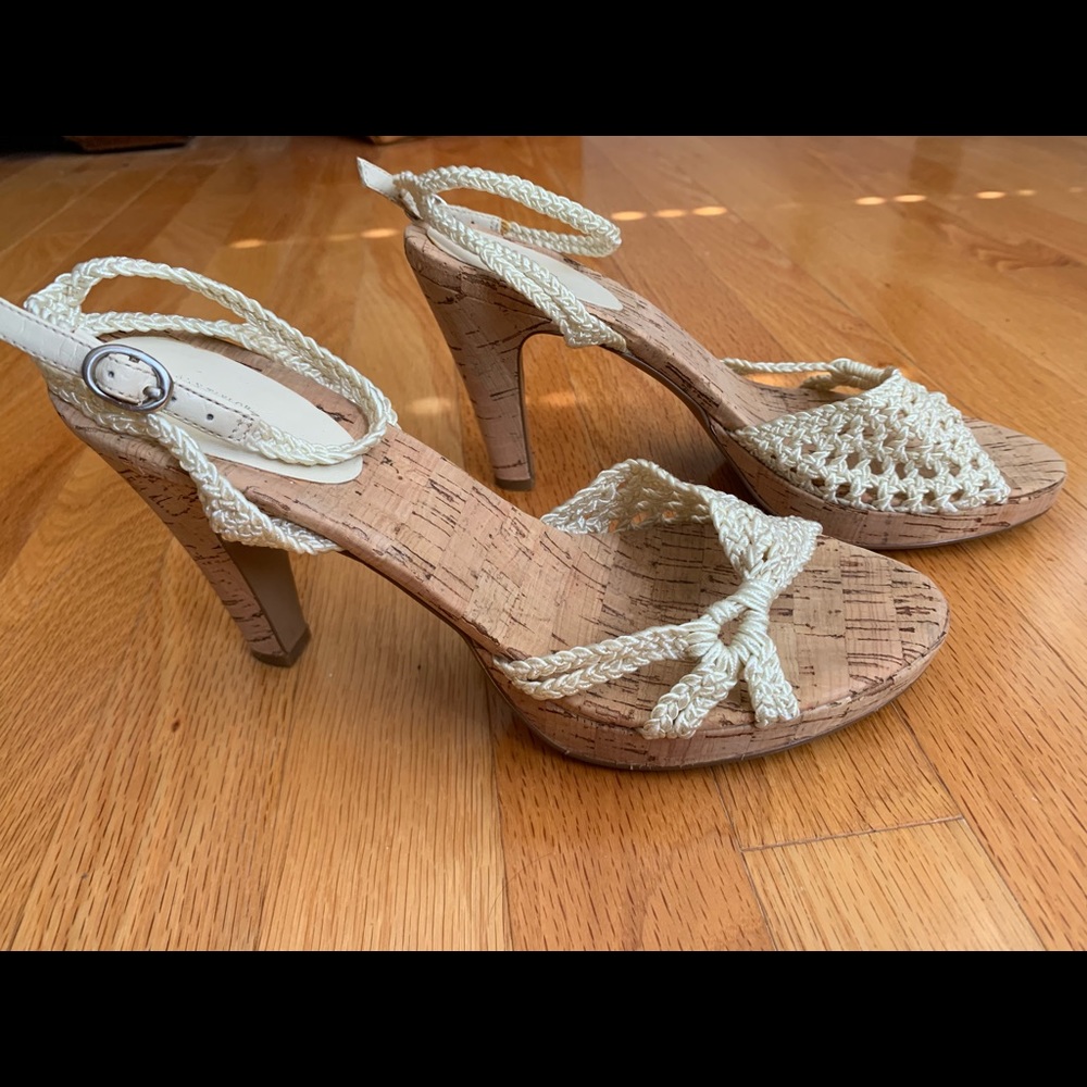 LOFT crochet and cork heels, size 8